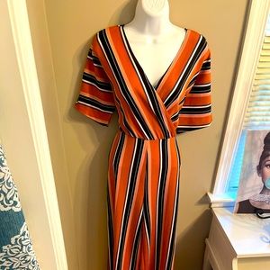 Striped Jumpsuit w wrap neckline by Derek Heart